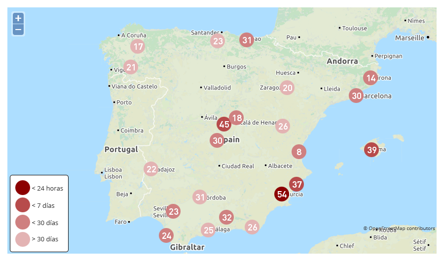 Mapa con las keyword por ciudades