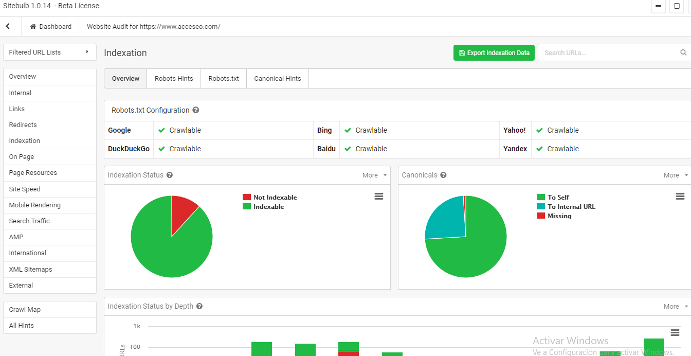 sitebulb indexation