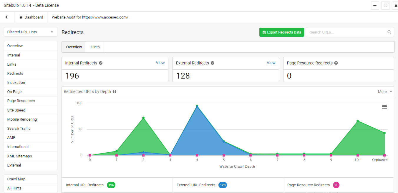 sitebulb redirects