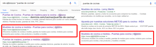 Captura del comando site en Google