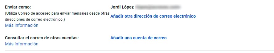 configuración de la cuenta externa de correo electrónico en gmail