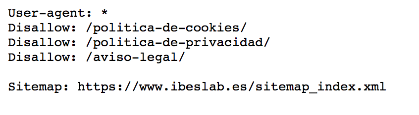 Imagen del robots.txt de acceseo.com