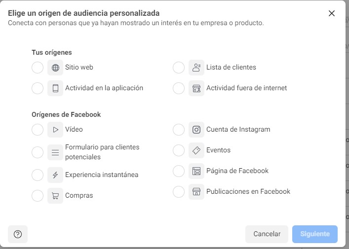 Segmentación por públicos personalizados en Facebook Ads