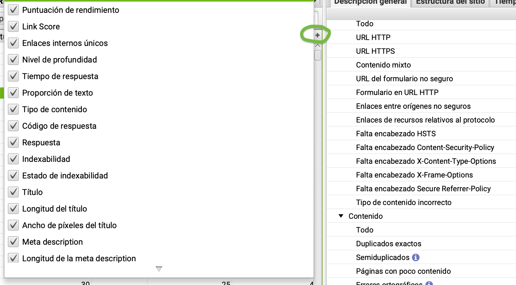 captura pantalla clic en + personalizar columnas