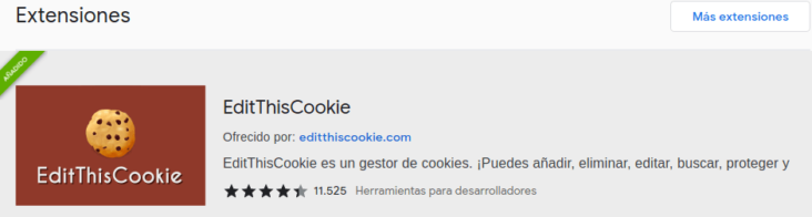 Extensión cookies para Google Chrome
