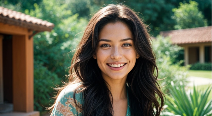 imagen generada con ia pikaso de freepik de una chica sonriendo realista