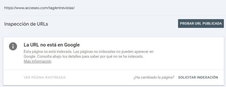 url no está en google