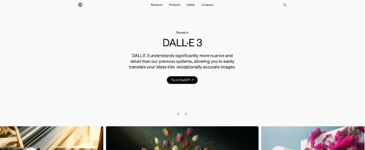 portada de la web de Dalle 3