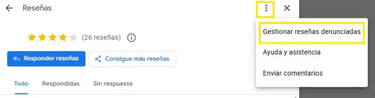 Gestionar reseñas denunciadas