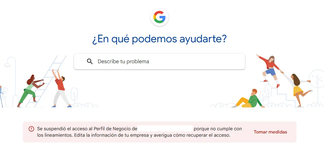 Suspensión ficha asistencia de Google Suspensión ficha asistencia de Google